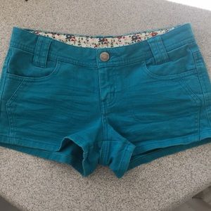MAX rave teal jean shorts